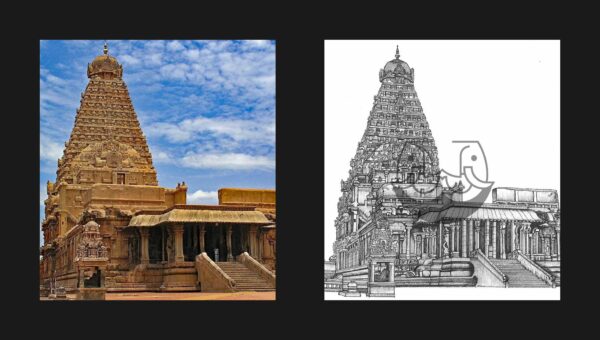 Brihadeeshwarar Temple side-by-side